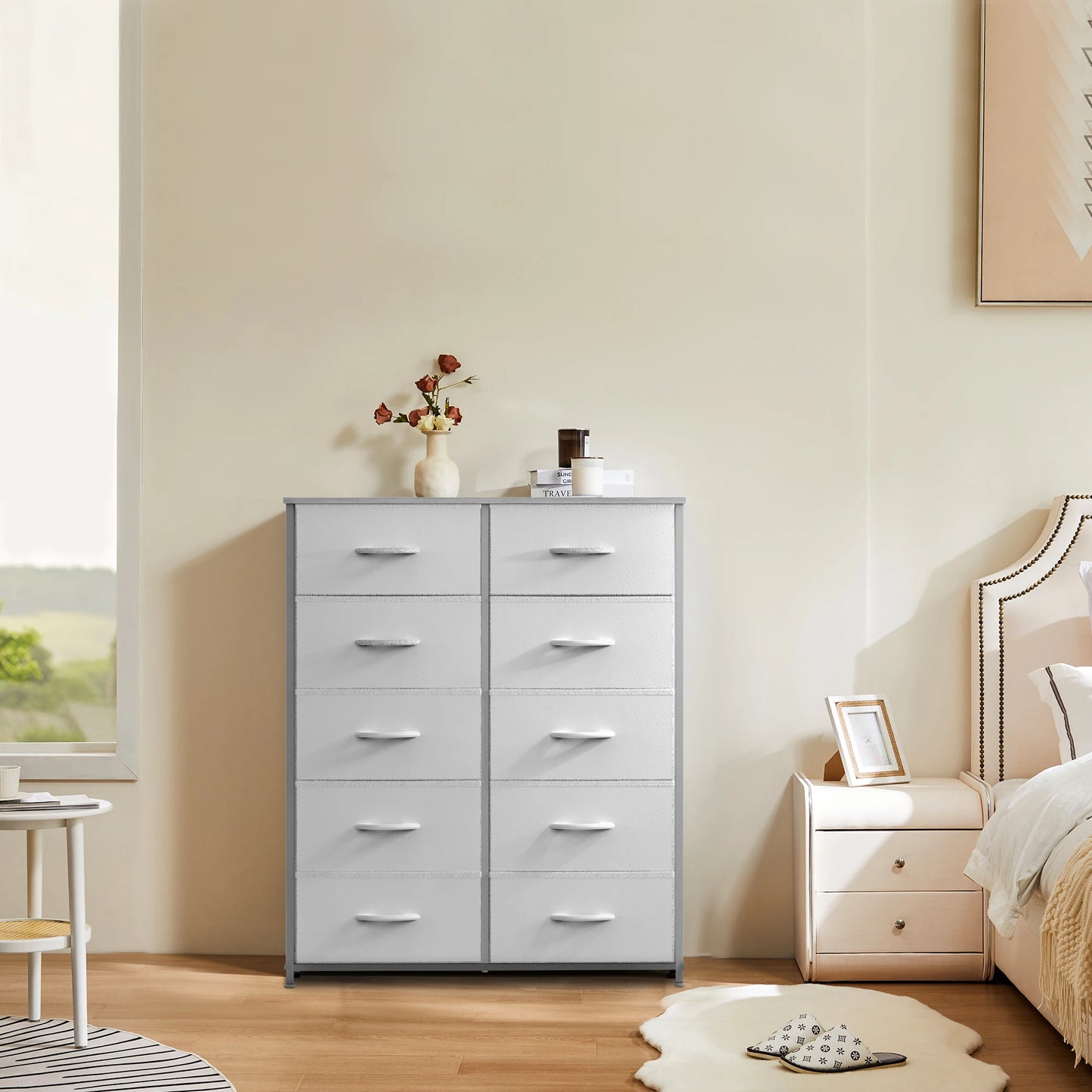 JHK Wardrobe Chest With Fabric Drawers For Bedroom Storage