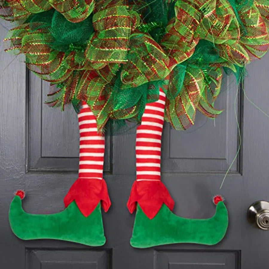 23 Christmas Elf Stuffed Legs Stuck Tree Topper Decorations for Xmas Holiday Indoor Outdoor Use Festive Party Ornaments and Dec