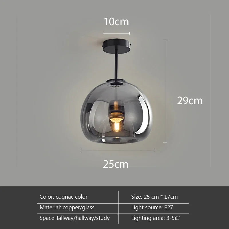 Modern Minimalist Glass Ceiling Light E27 Dining Room Lamp