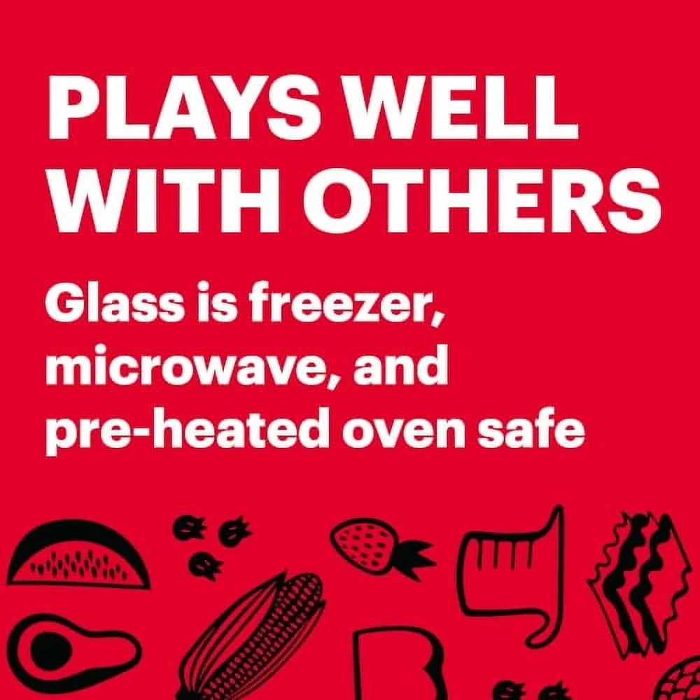 Easy Grab Glass Bakeware Set 4 Piece Durable Tempered Glass Baking Dishes with Secure Lids Easy Transport Dishwasher Safe Oven