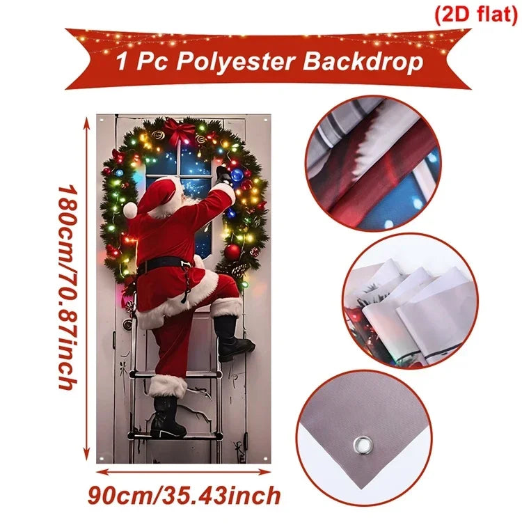 Christmas Hanging Flag Santa Claus Door Banner Christmas Decoration For Home 2025 Xmas Ornament Navidad Natal New Year Gift 2026