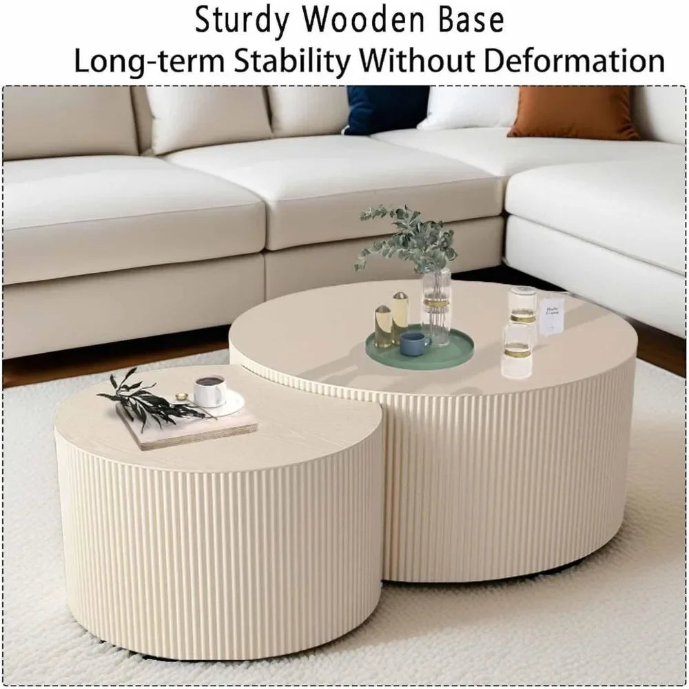 Huanzhuang Modern Round Nesting Coffee Tables Set of 2