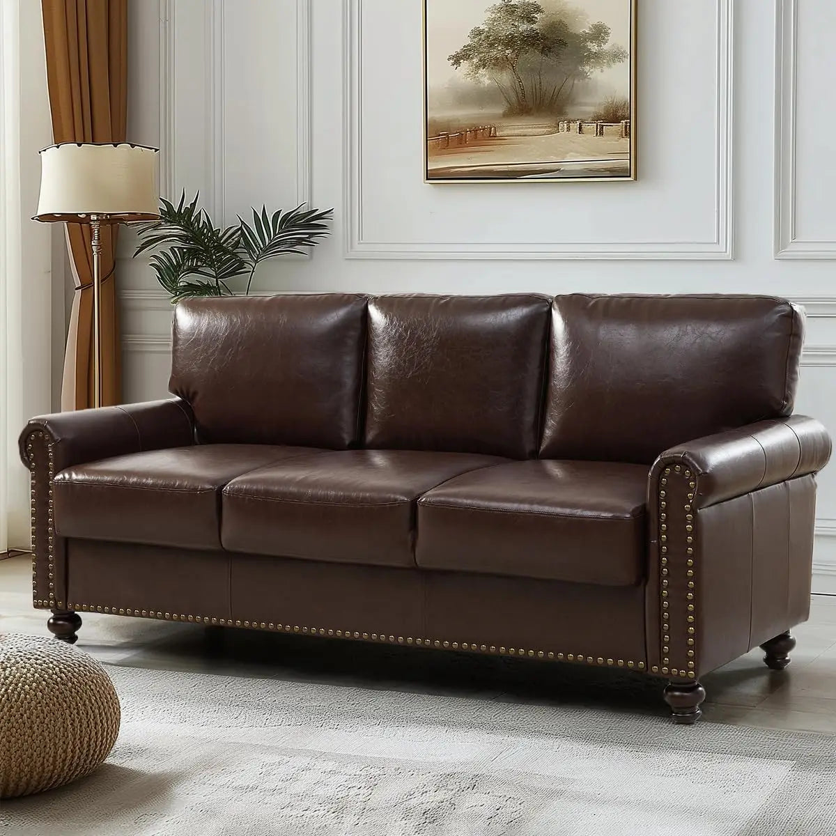 ZUIYU Mid Century Modern Sofa With Storage Nailhead Trim