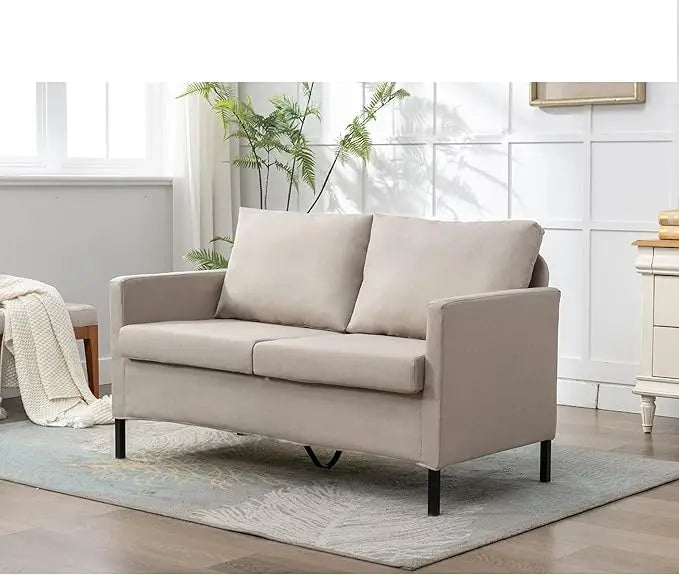 YANYING Linen Fabric Modern Loveseat Sofa With Iron Legs