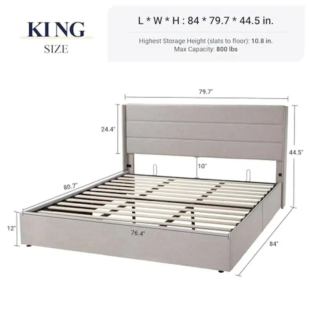 DUTRIEUXCN Modern Wingback Lift Up Storage Bed Headboard