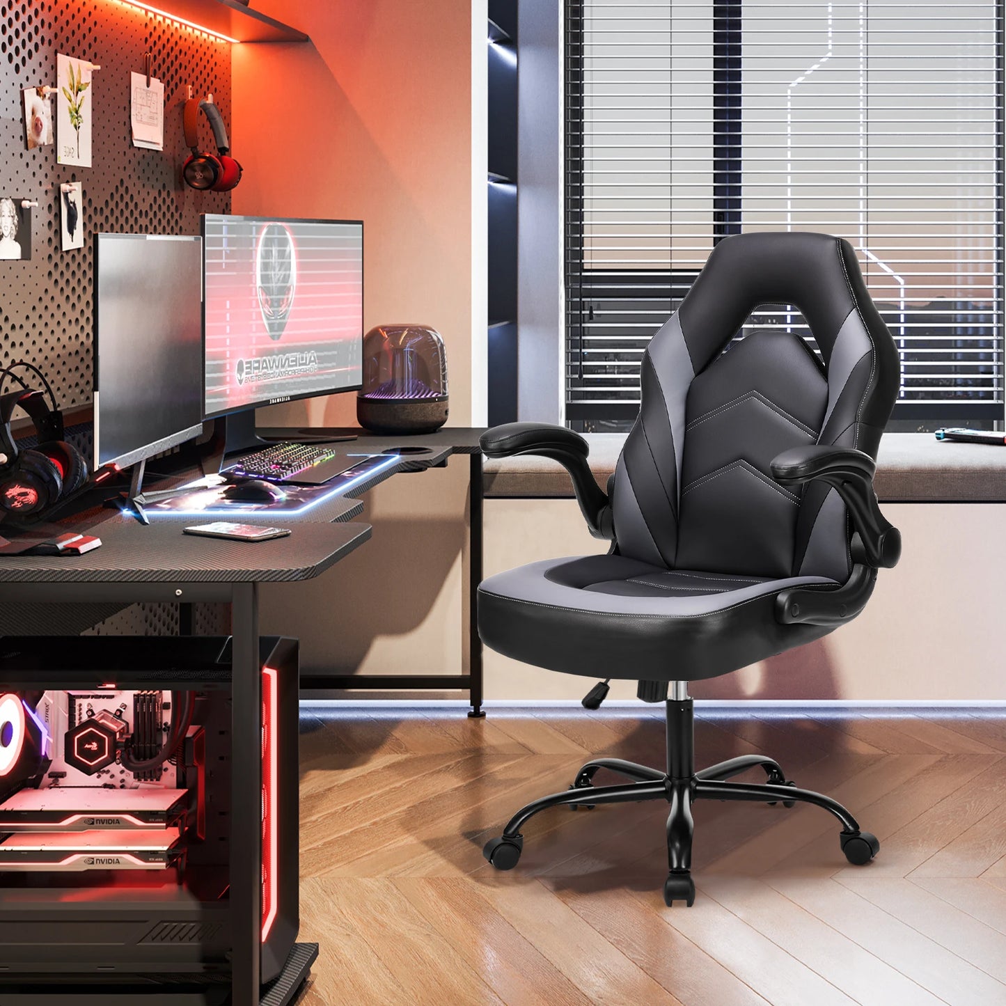 JHK Ergonomic Office Chair With Flip Up Armrests For Gaming