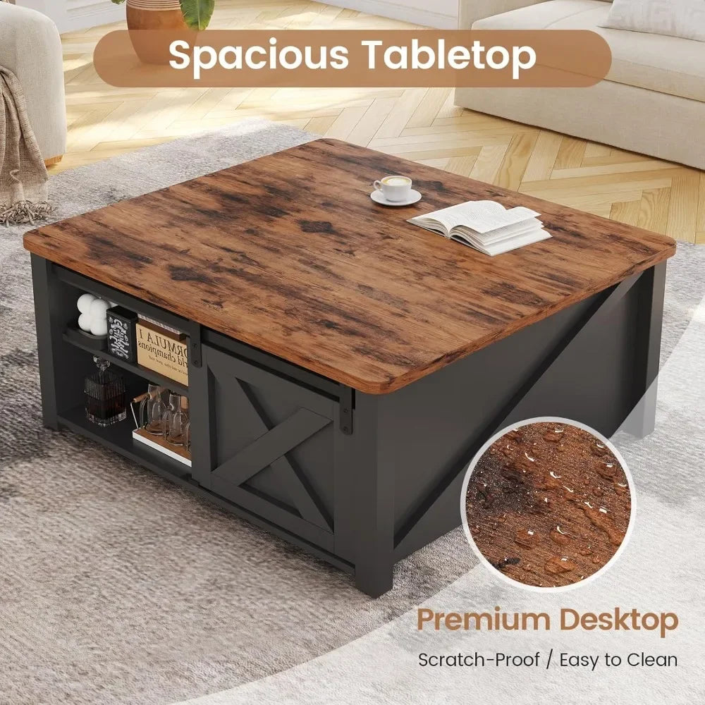 Hign-concerned Lift Top Coffee Table With Hidden Storage