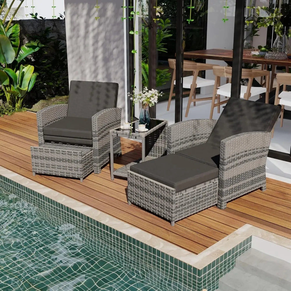 Angduo Outdoor Patio Furniture Set 5 Piece Wicker Lounge
