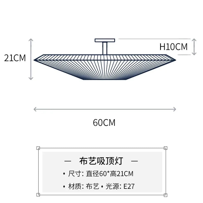 Round Fabric Planted Ceiling Light For Foyer And Lobby