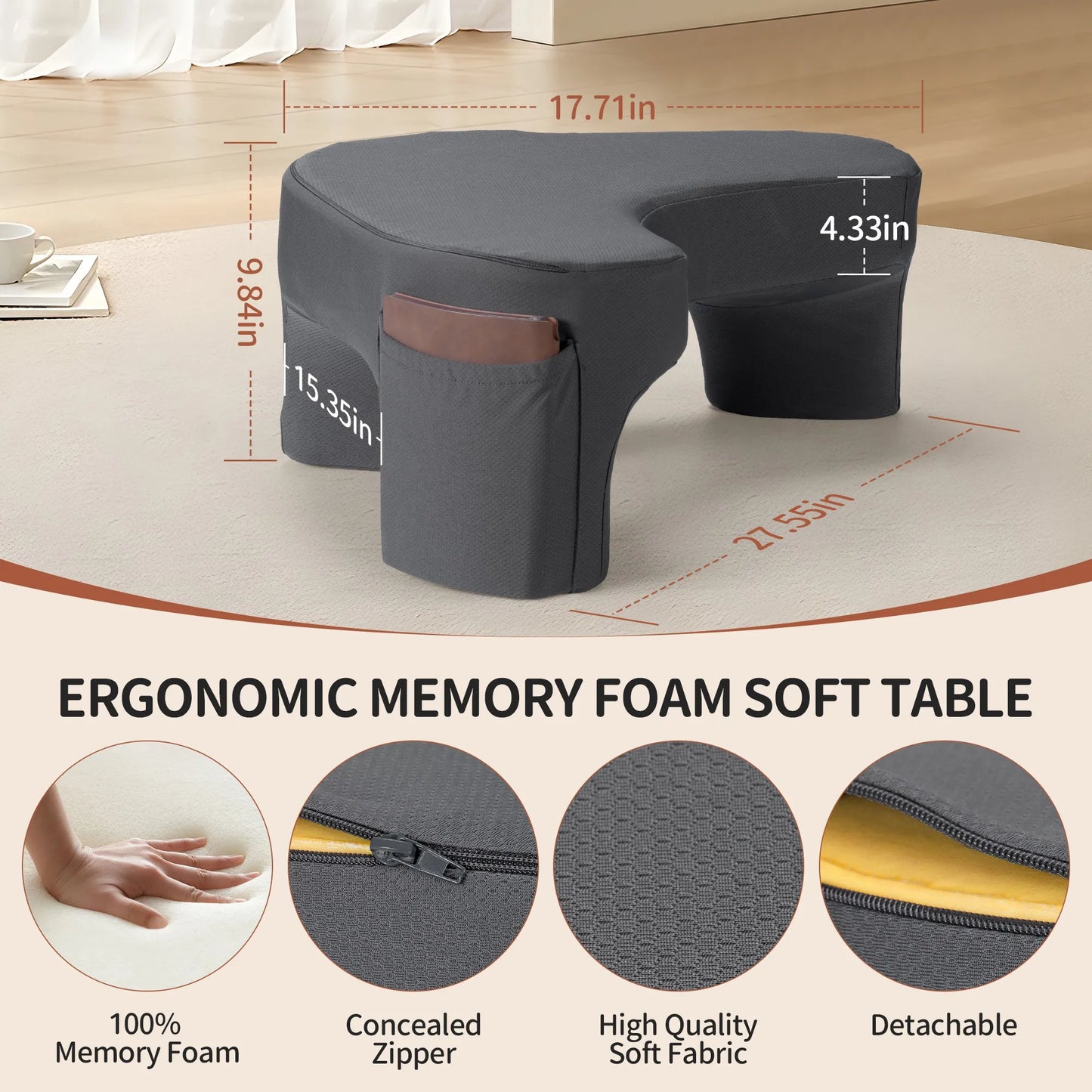 Aramox Gaming Reading Pillow Ergonomic Memory Foam