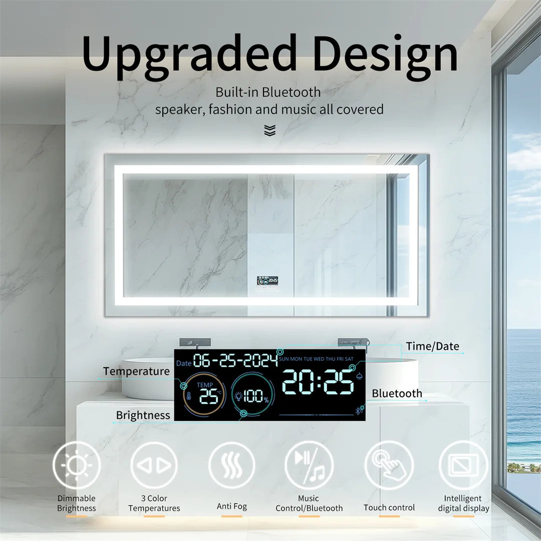 LUVODIC Illuminated Bluetooth LED Mirror Antifog Speaker