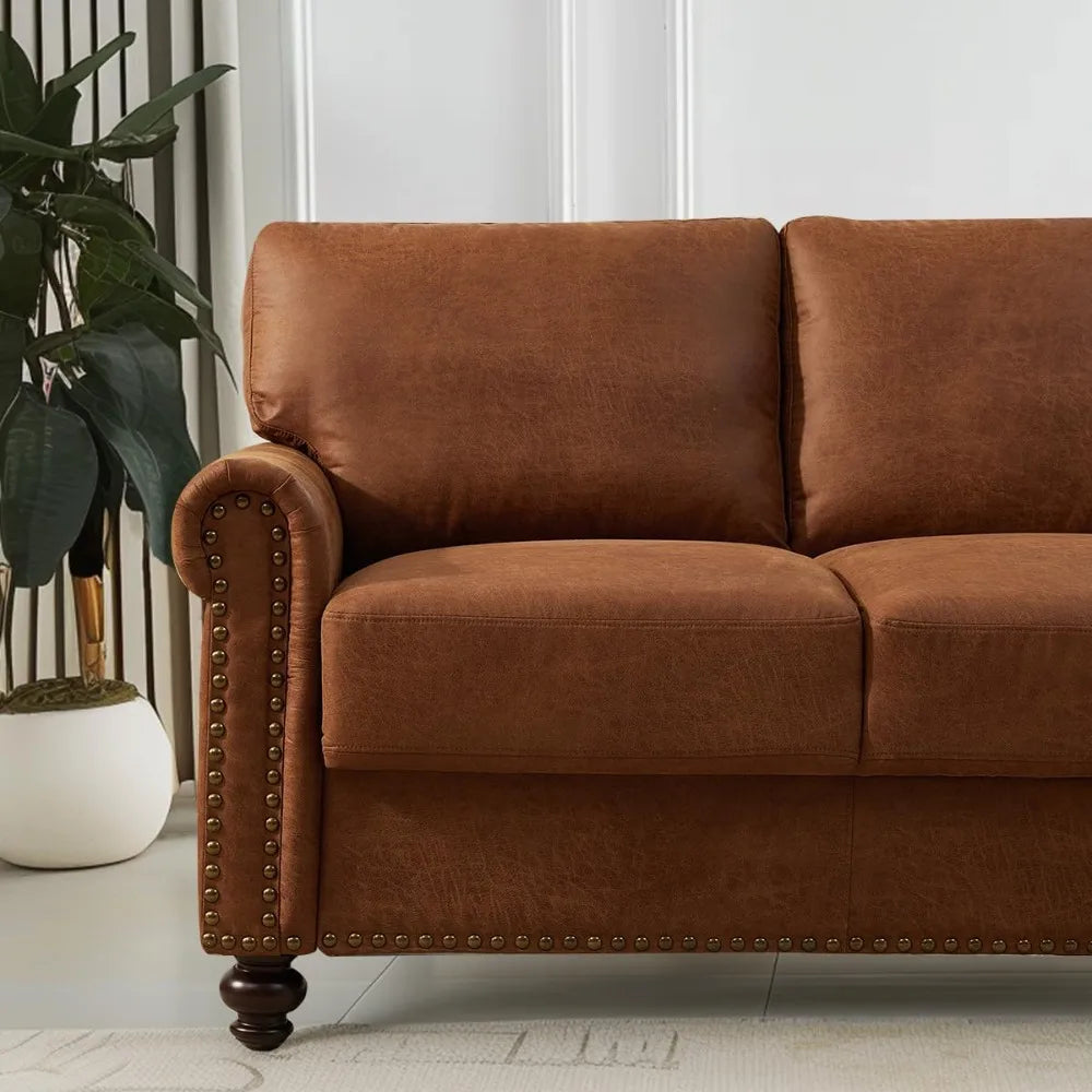 ZUIYU Mid Century Modern Sofa With Storage Nailhead Trim