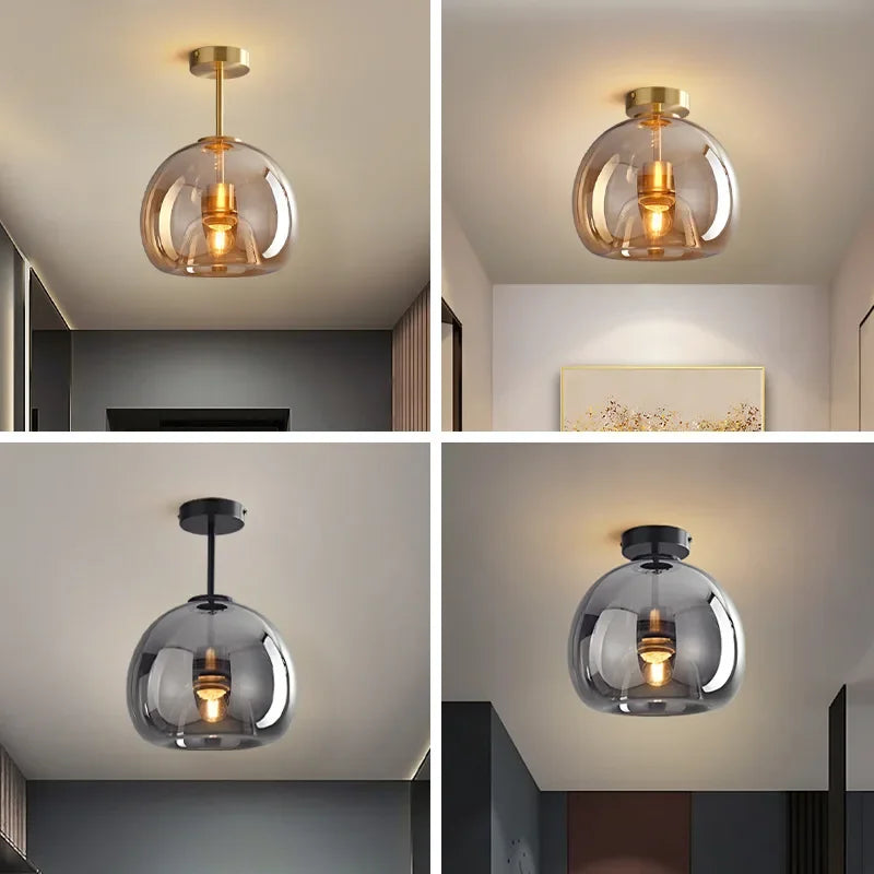 Modern Minimalist Glass Ceiling Light E27 Dining Room Lamp
