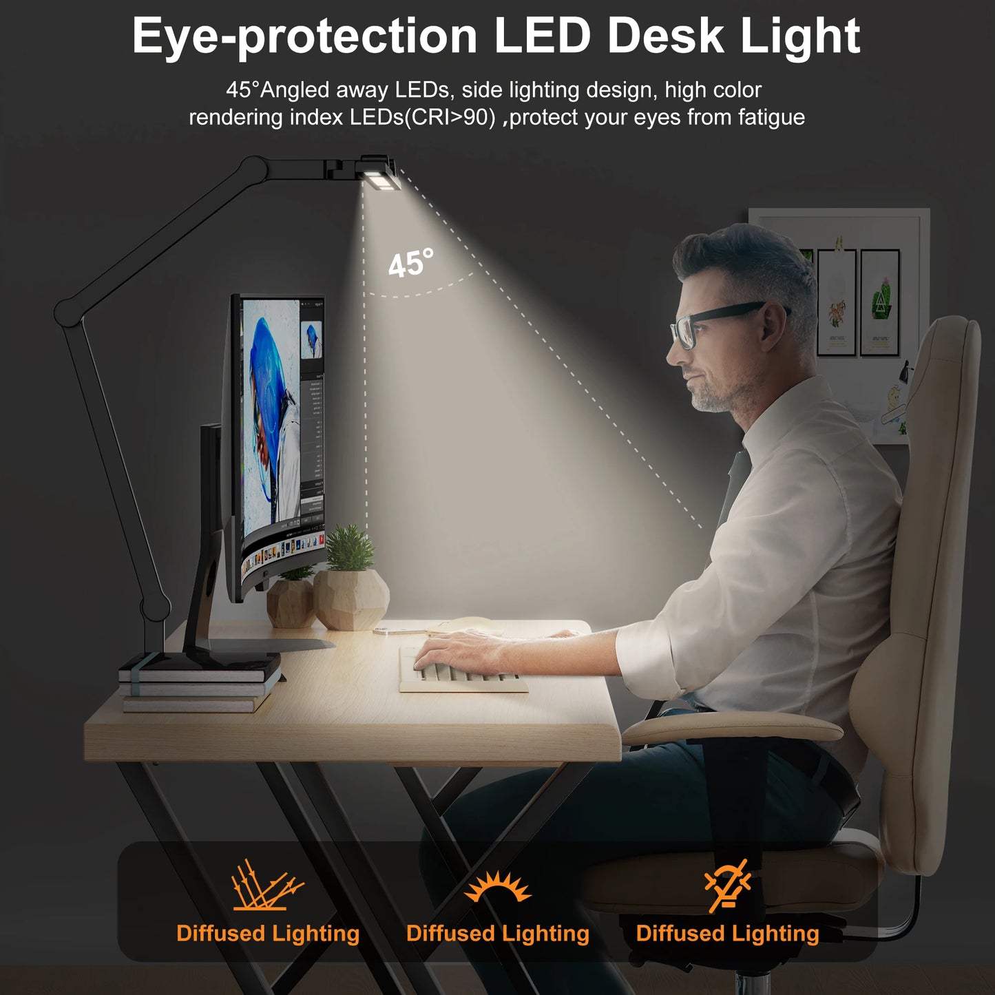 Aiopp Led Desk Lamp With Clamp Auto Dimming For Home Office