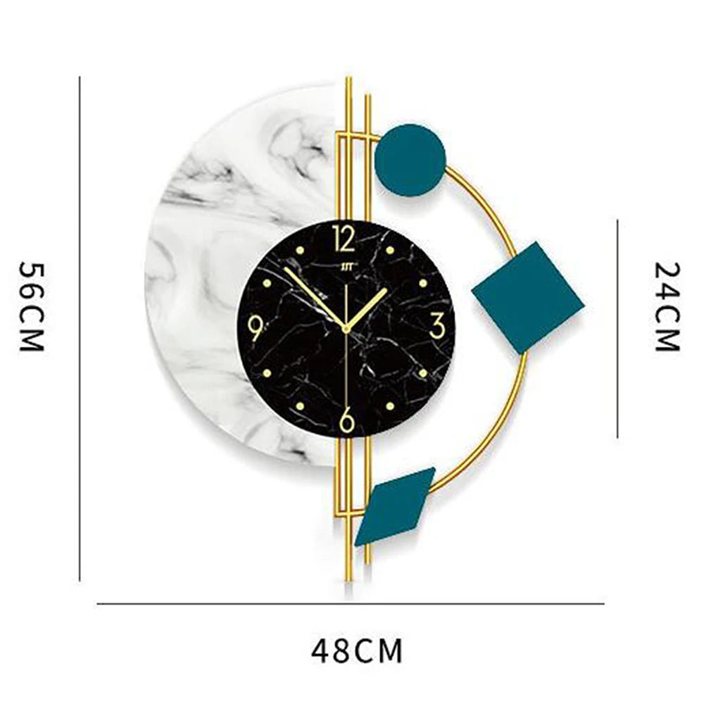 Combination Silent Marble Quartz Wall Clock for Living Room