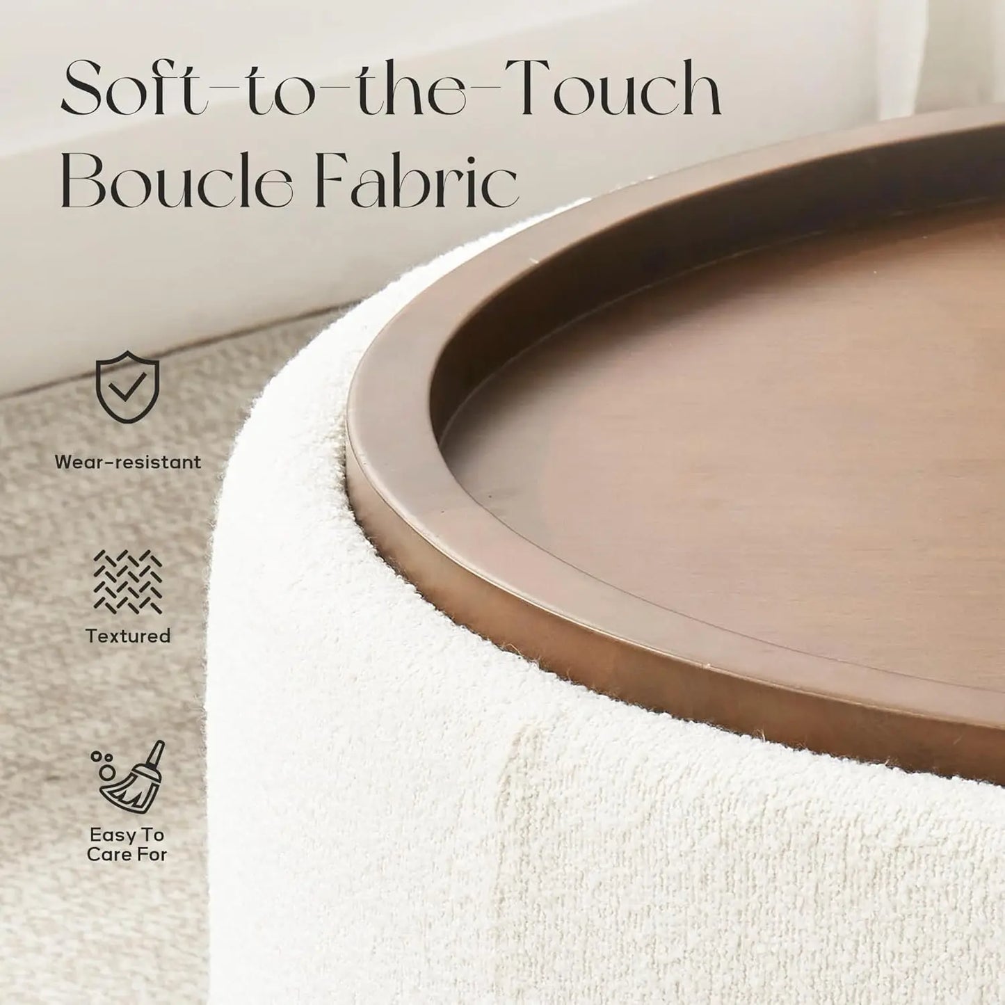 XMSJHignconcerned Boucle Ottoman With Lift Off Lid Cover