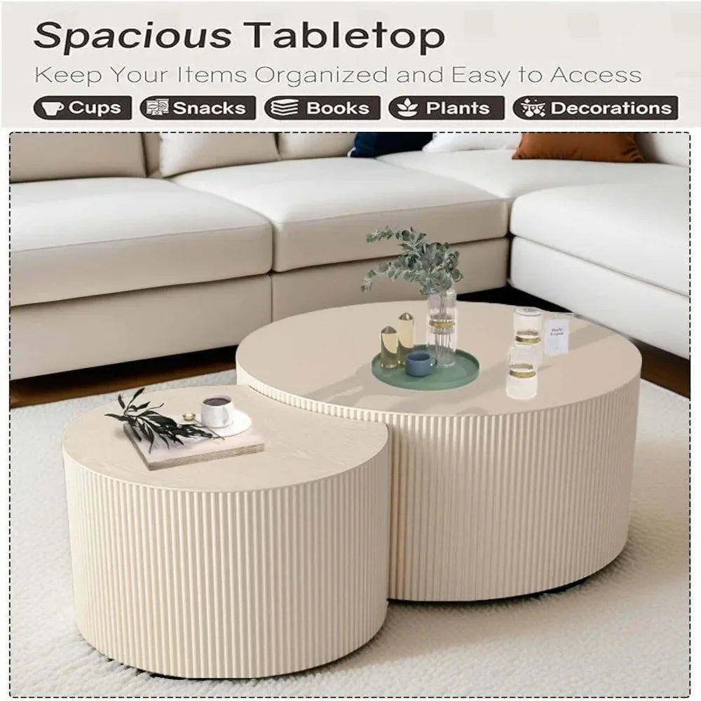 Huanzhuang Modern Round Nesting Coffee Tables Set of 2