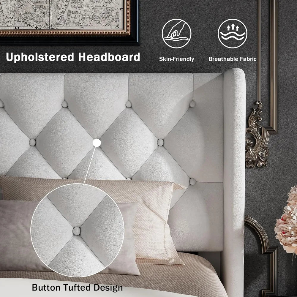 DAFIFY Upholstered Platform Bed Frame With Tufted Headboard
