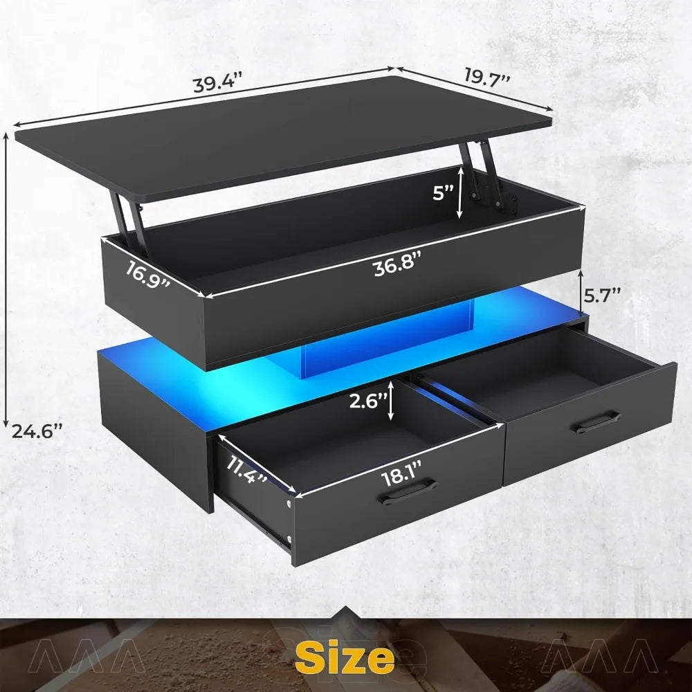 XMSJ Lift Top Coffee Table With Storage And Drawers