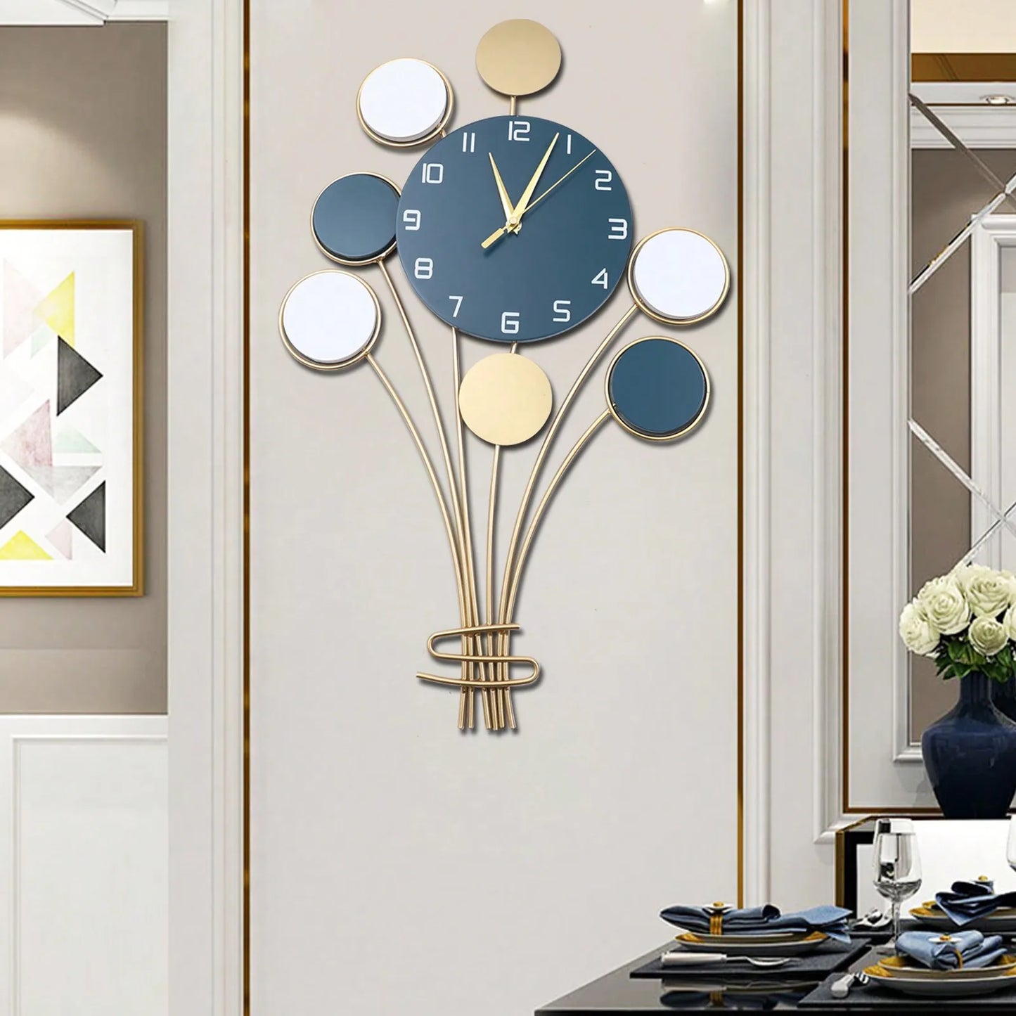 Silent Battery Operated Wall Clock Hot Air Balloon Decor