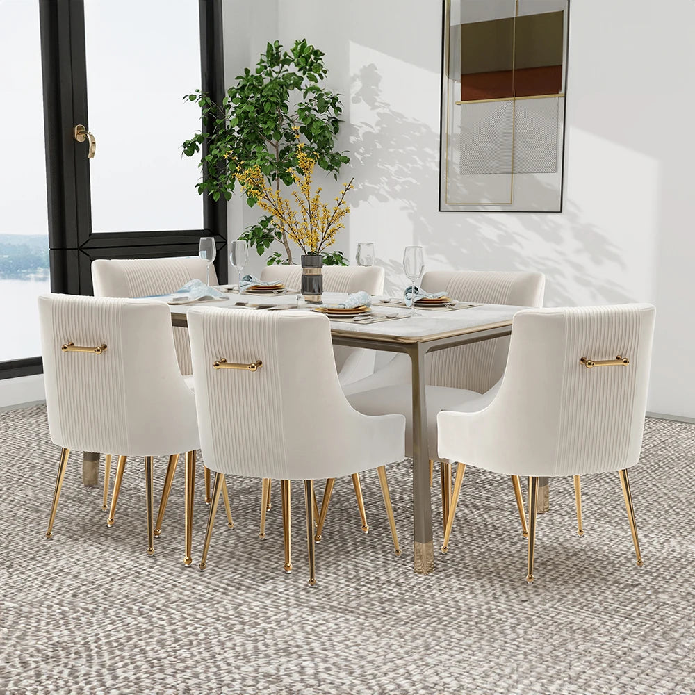 Seynar Velvet Dining Chairs Set Of 6 Upholstered Barrel