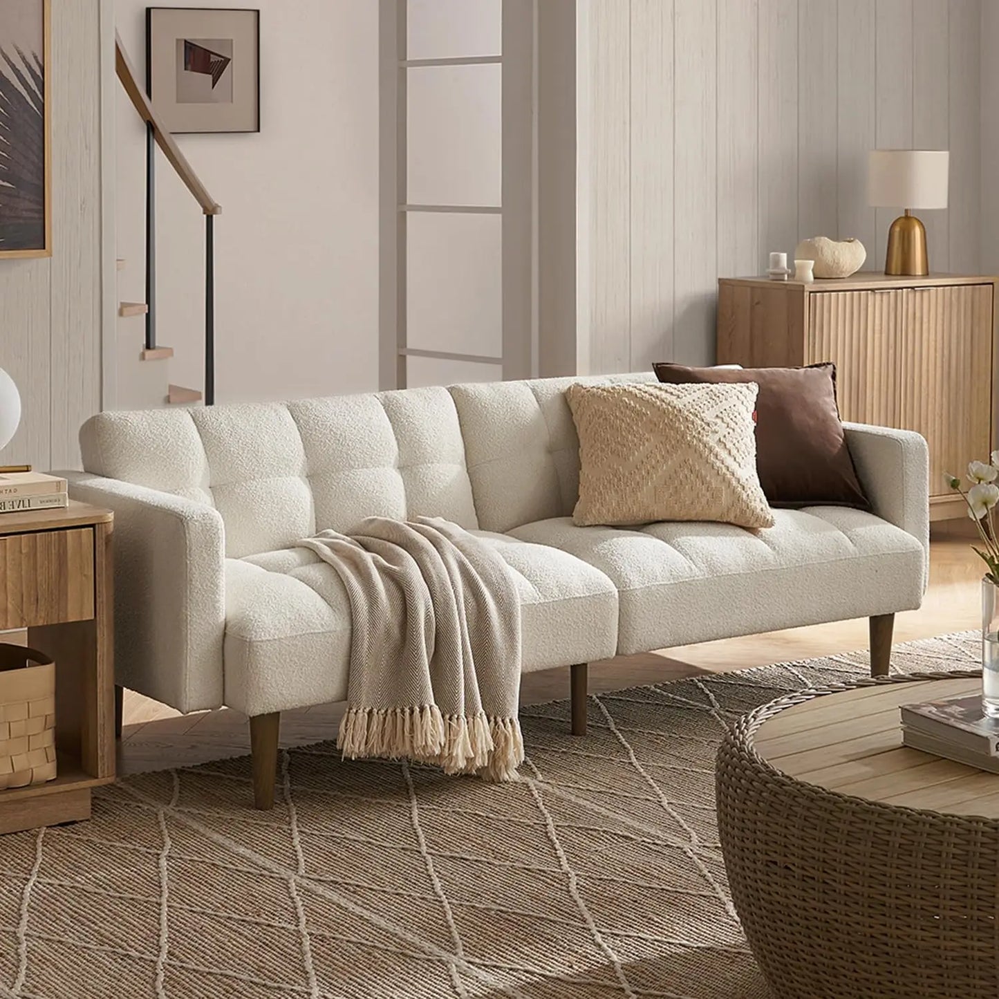 DAFIFY Mid Century Modern Futon Sofa Bed For Small Spaces