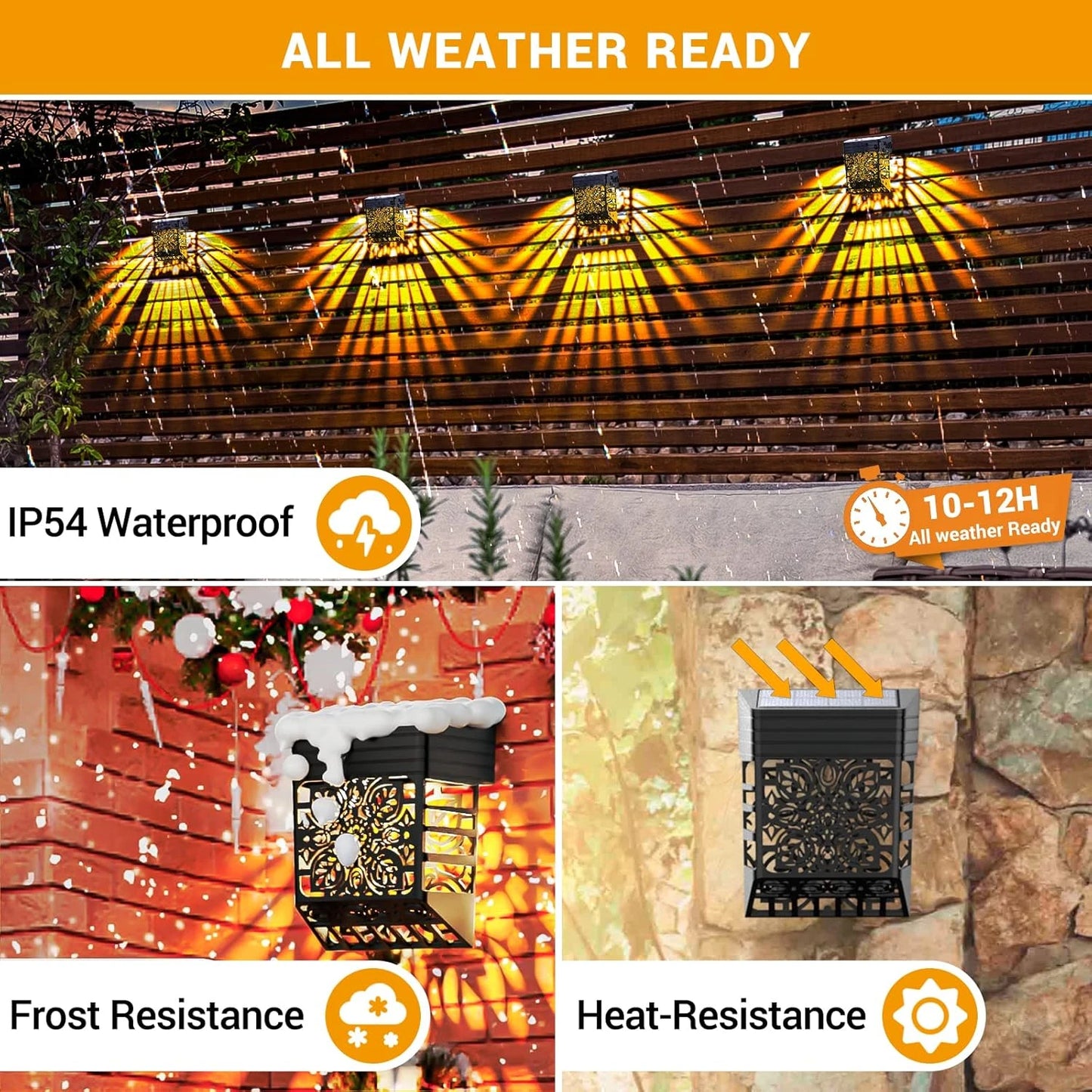 SZRSTHH Solar Fence Lights 8 Pack Dusk To Dawn Lights