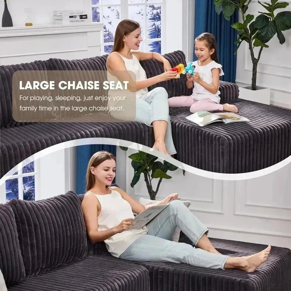 HUANZHUANG Modular L Shaped 3 Seat Sectional Sofa Memory Foam