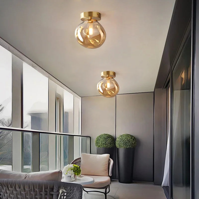 Modern Minimalist Glass Ceiling Light E27 Dining Room Lamp