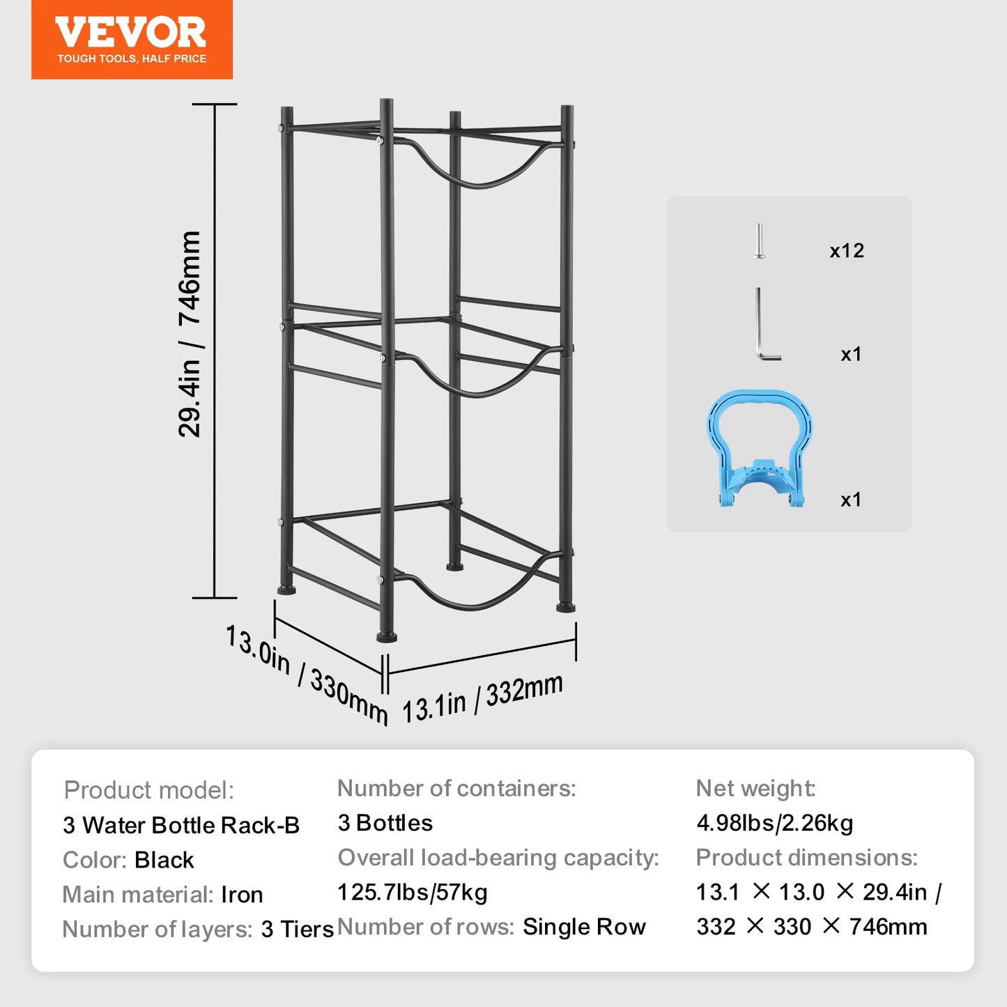 SucceBuy 5 Tier Water Jug Holder Iron Bottle Rack Unit