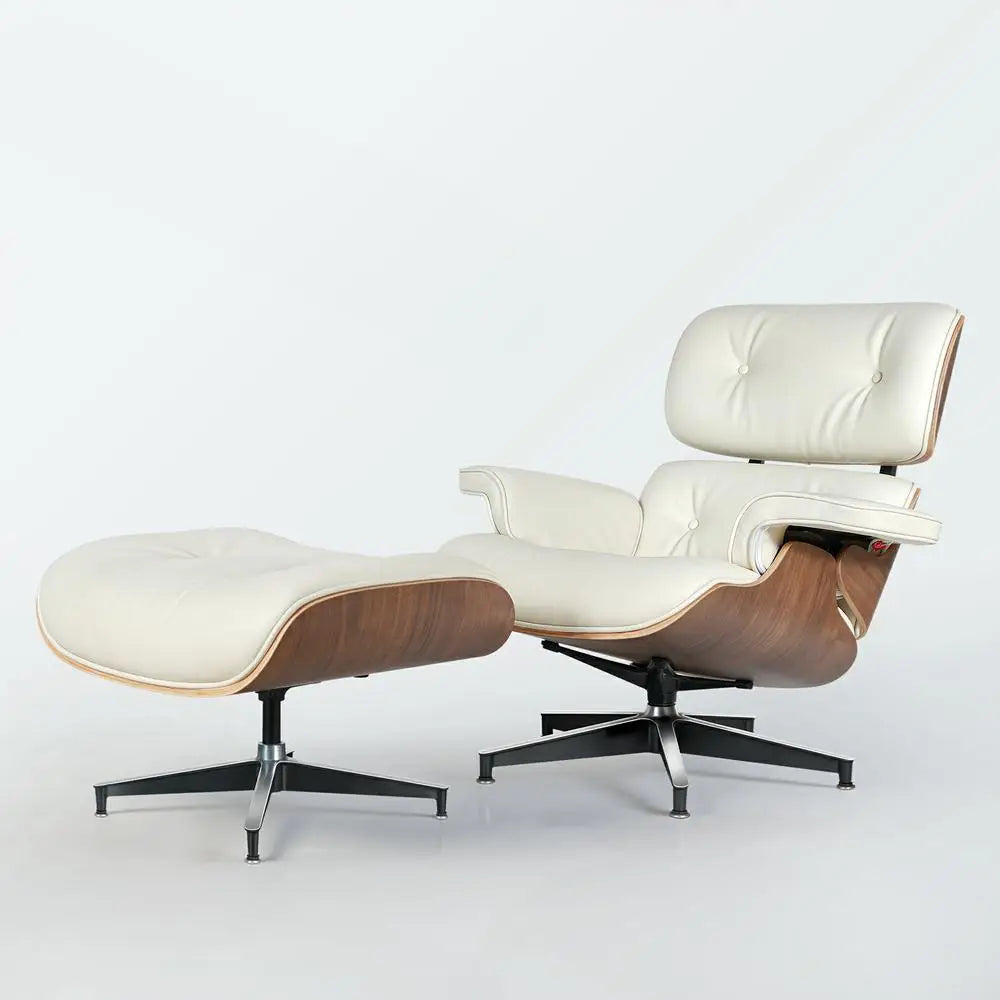 Cover Mid Century Leather Armchair With Ottoman Living Room