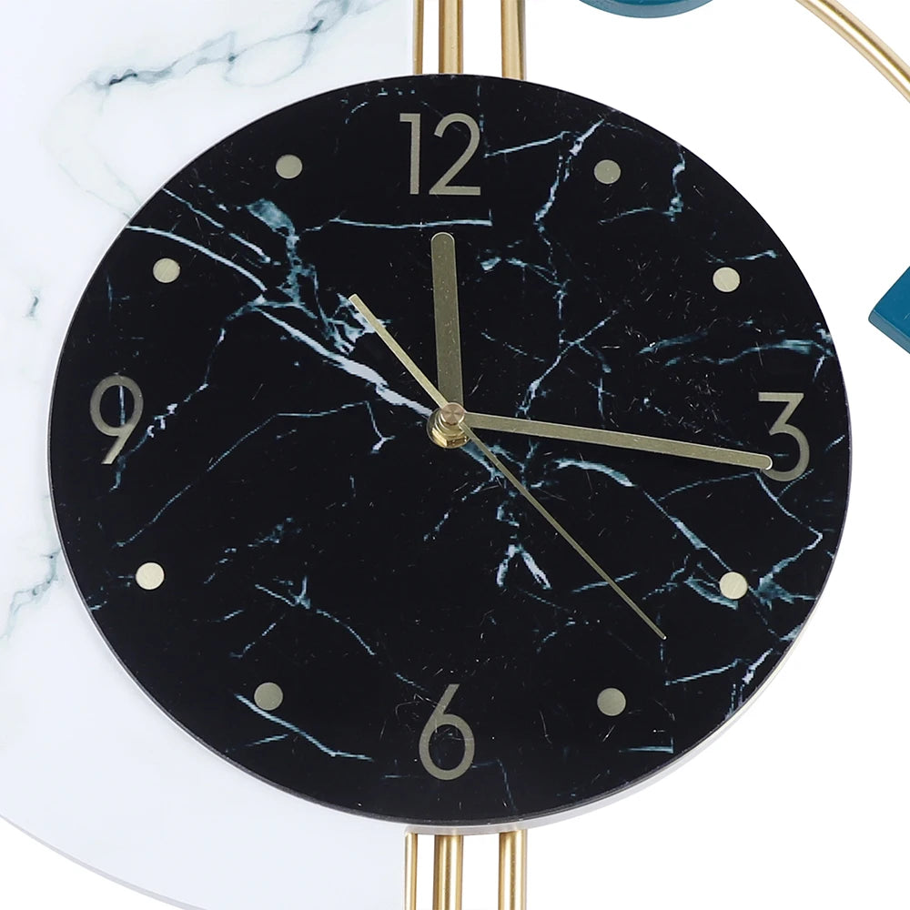 Combination Silent Marble Quartz Wall Clock for Living Room