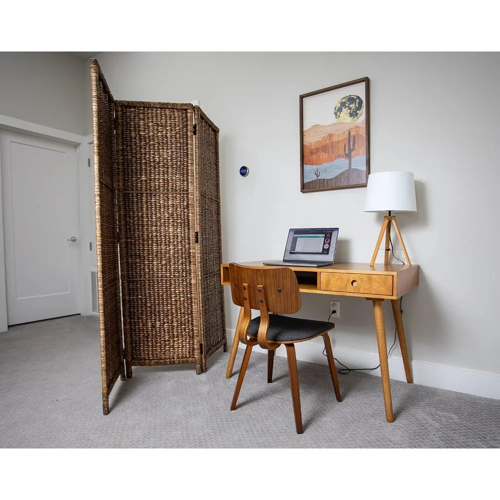 Seagrass Room Divider Three Panel Handwoven Abaca Screen