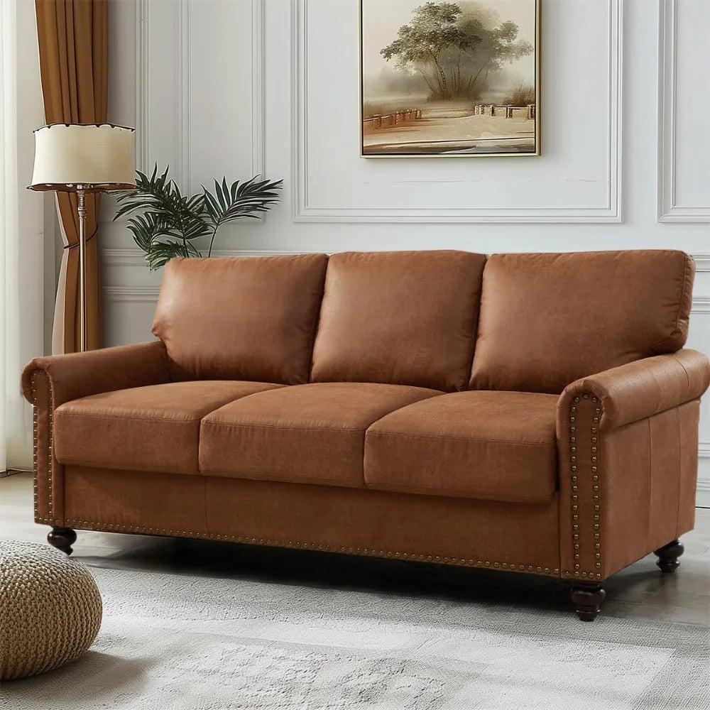 ZUIYU Mid Century Modern Sofa With Storage Nailhead Trim
