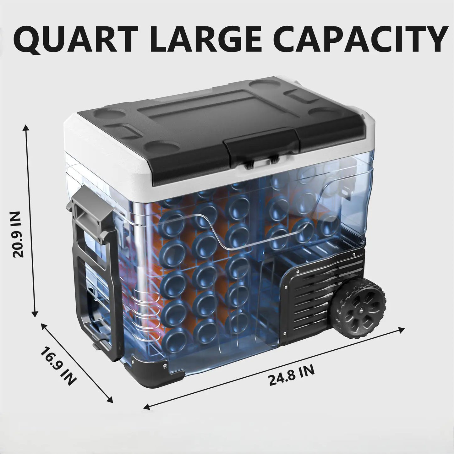 SIMZLIFE 35/50L Car Refrigerator, 12V/24V,110-240V,Portable Freezer,-4℉~68℉ Fridge with Wheel and Basket,For Travel,Camping,RV