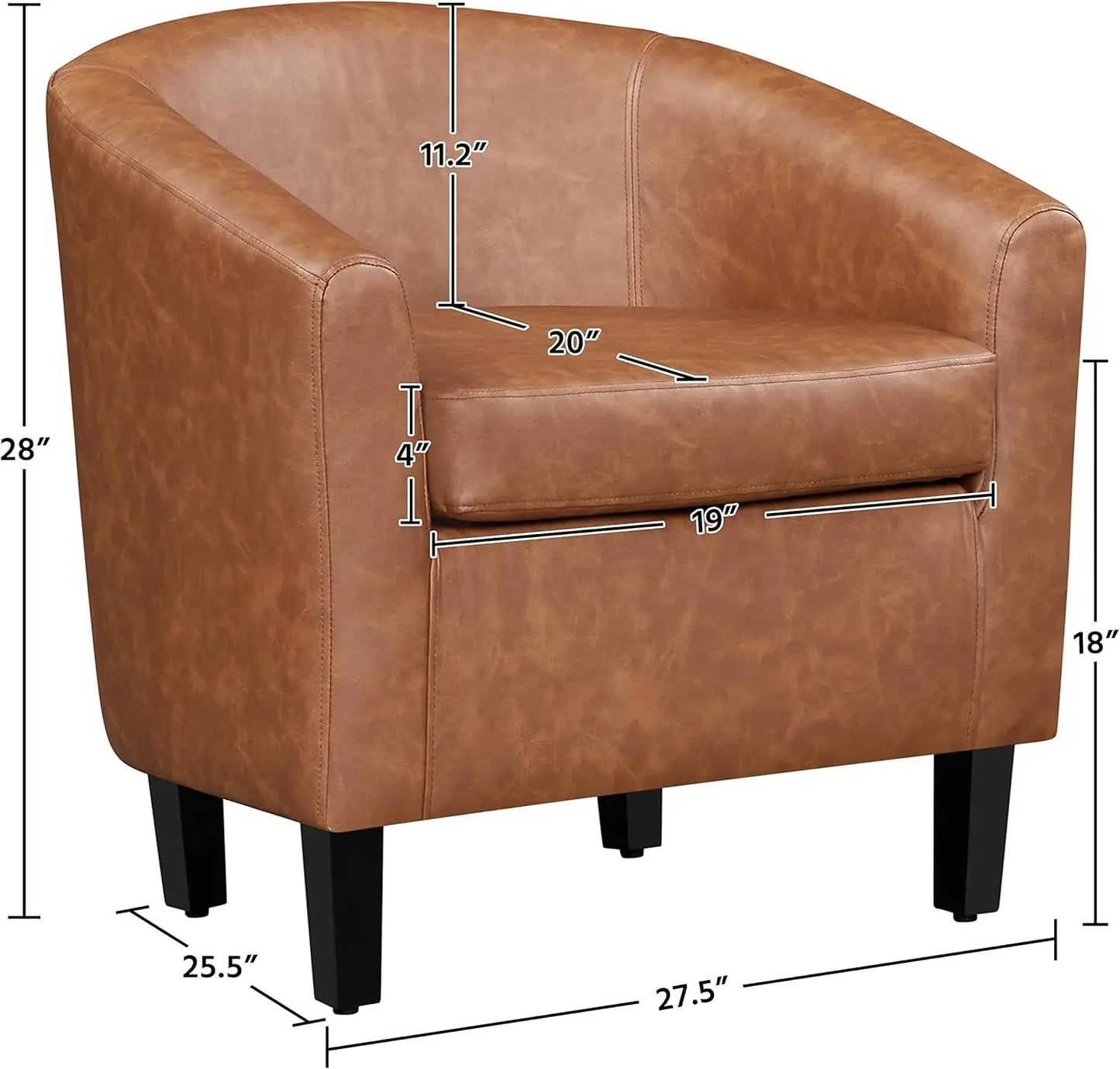 General Use Faux Leather Accent Chairs Set of 2 Living Room