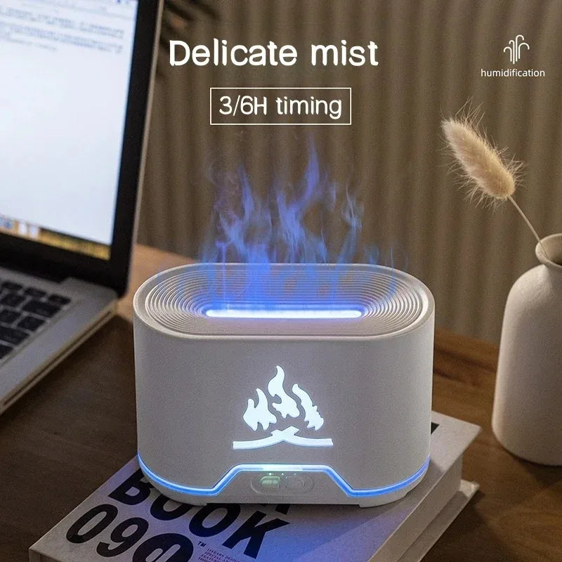 300ml Aroma Diffuser Air Humidifier Manufacturer Cold Mist Ultrasonic Fogger Essential Oil Led Flame Lamp Diffuser