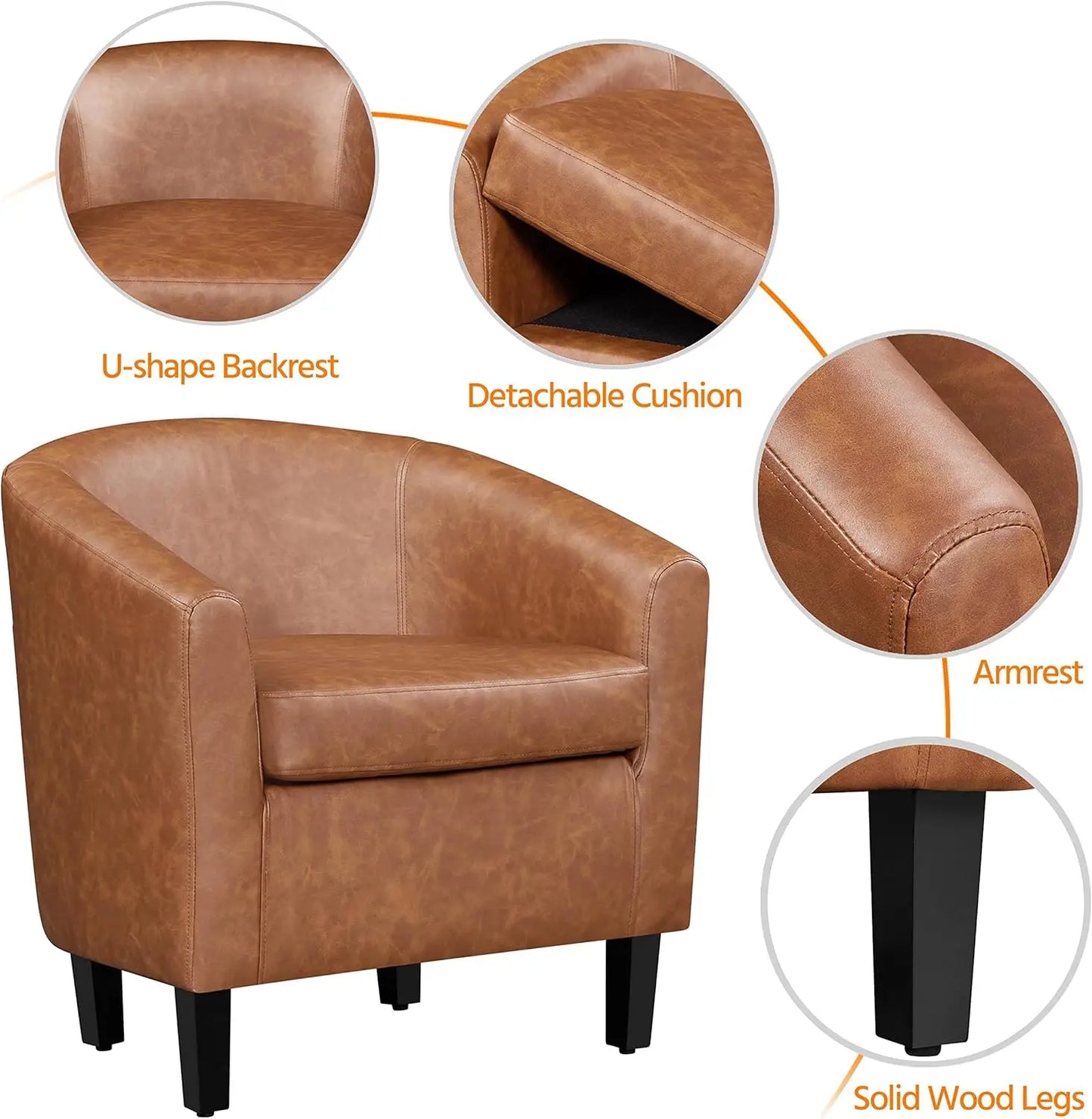 General Use Faux Leather Accent Chairs Set of 2 Living Room