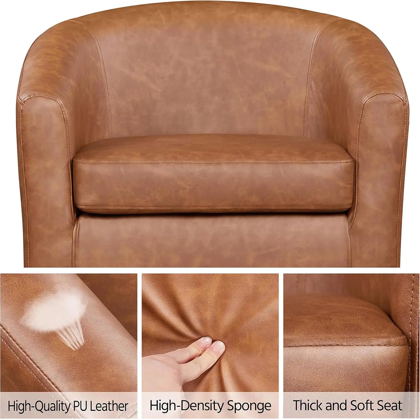 General Use Faux Leather Accent Chairs Set of 2 Living Room