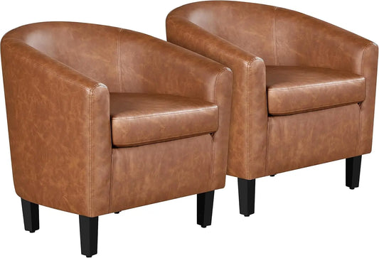 General Use Faux Leather Accent Chairs Set of 2 Living Room