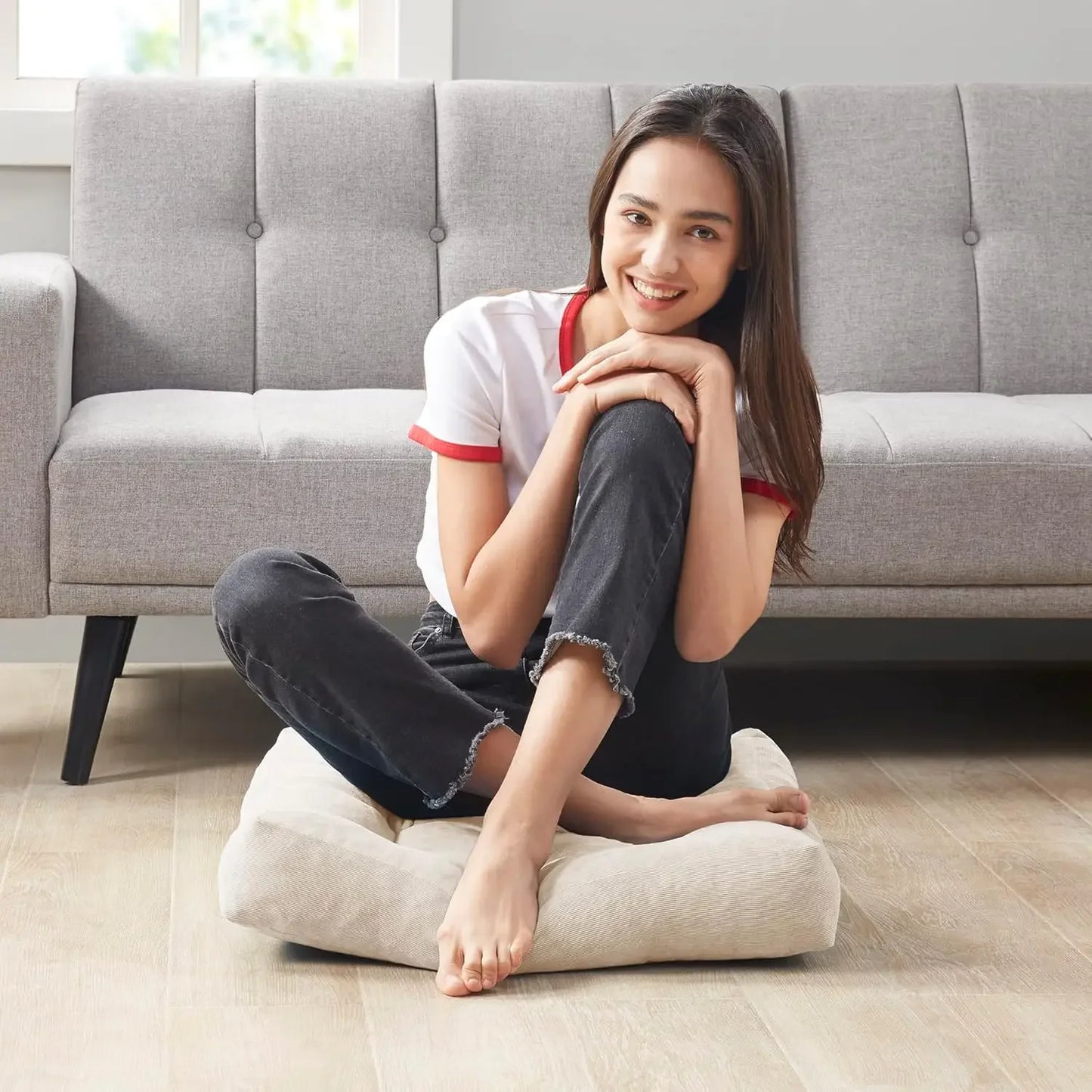 XMSJCraft of Weaving Floor Pillow Set of 2 Tufted Foam