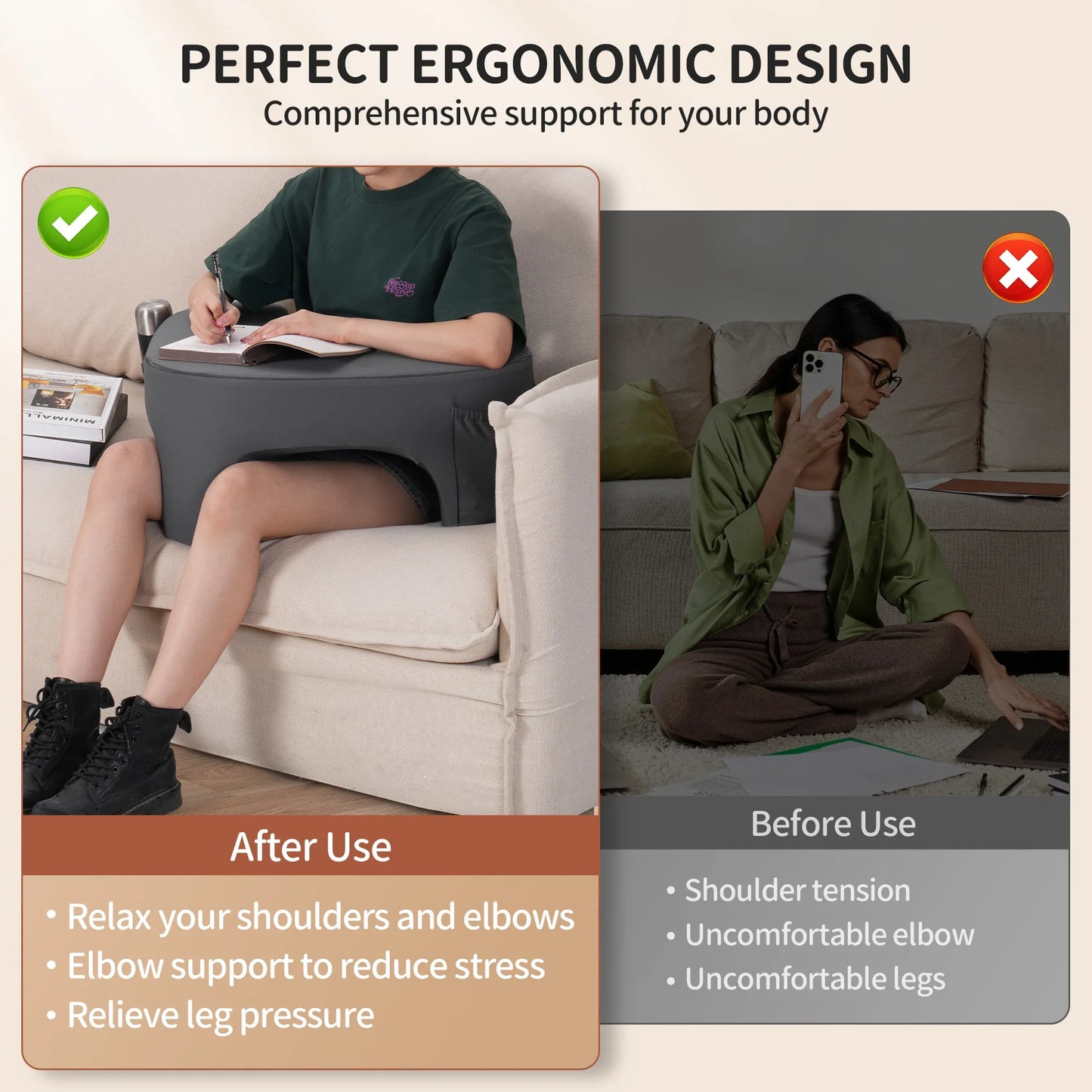 Aramox Gaming Reading Pillow Ergonomic Memory Foam