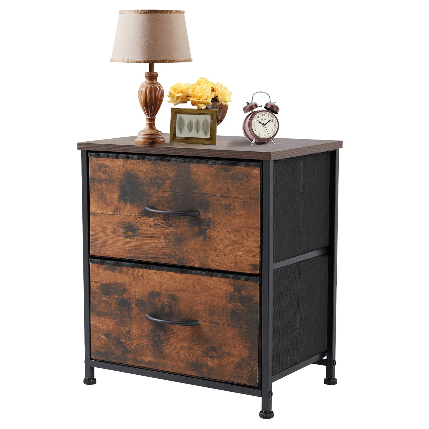 JHK Nightstand Bedside Table With Drawers Storage Cabinet