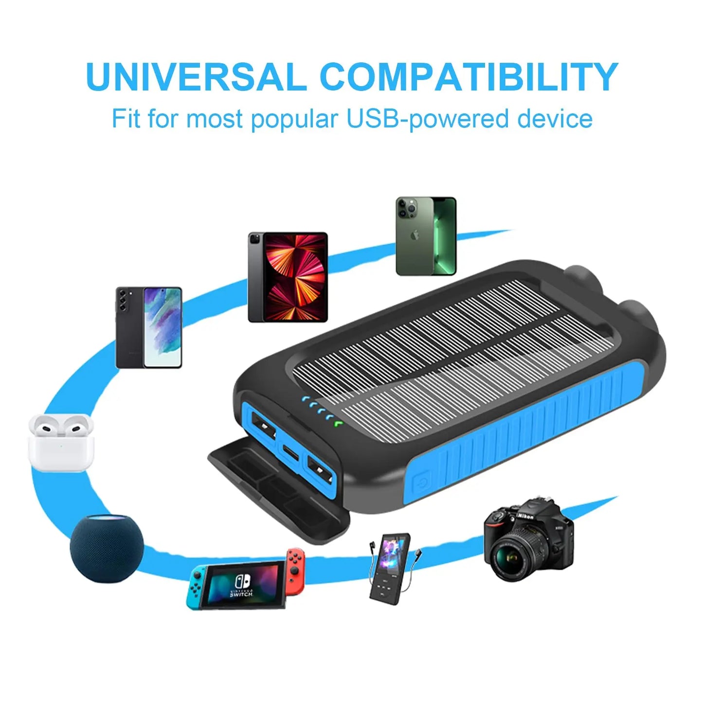 SOLUPUP 10000mAh Solar Power Bank Waterproof Dual USB