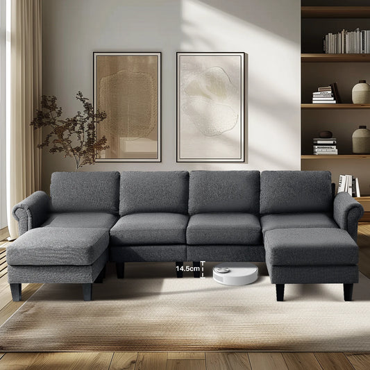 Redlife L Shaped Sectional Sofa With Chaise And Ottomans