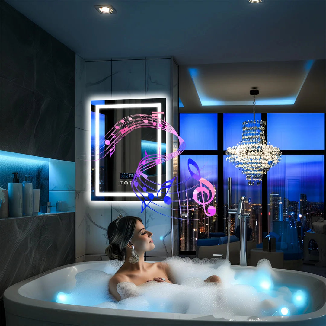 LUVODIC Illuminated Bluetooth LED Mirror Antifog Speaker