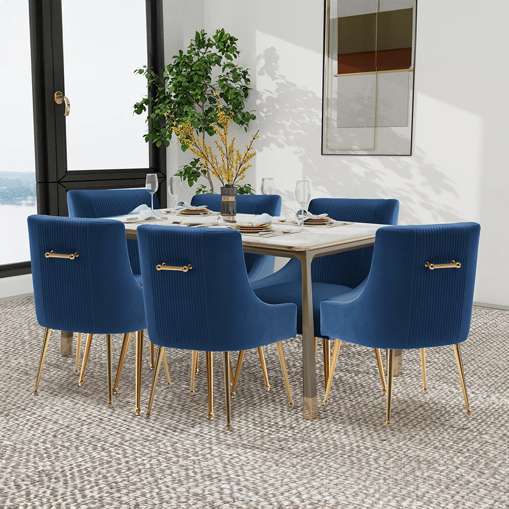 Seynar Velvet Dining Chairs Set Of 6 Upholstered Barrel