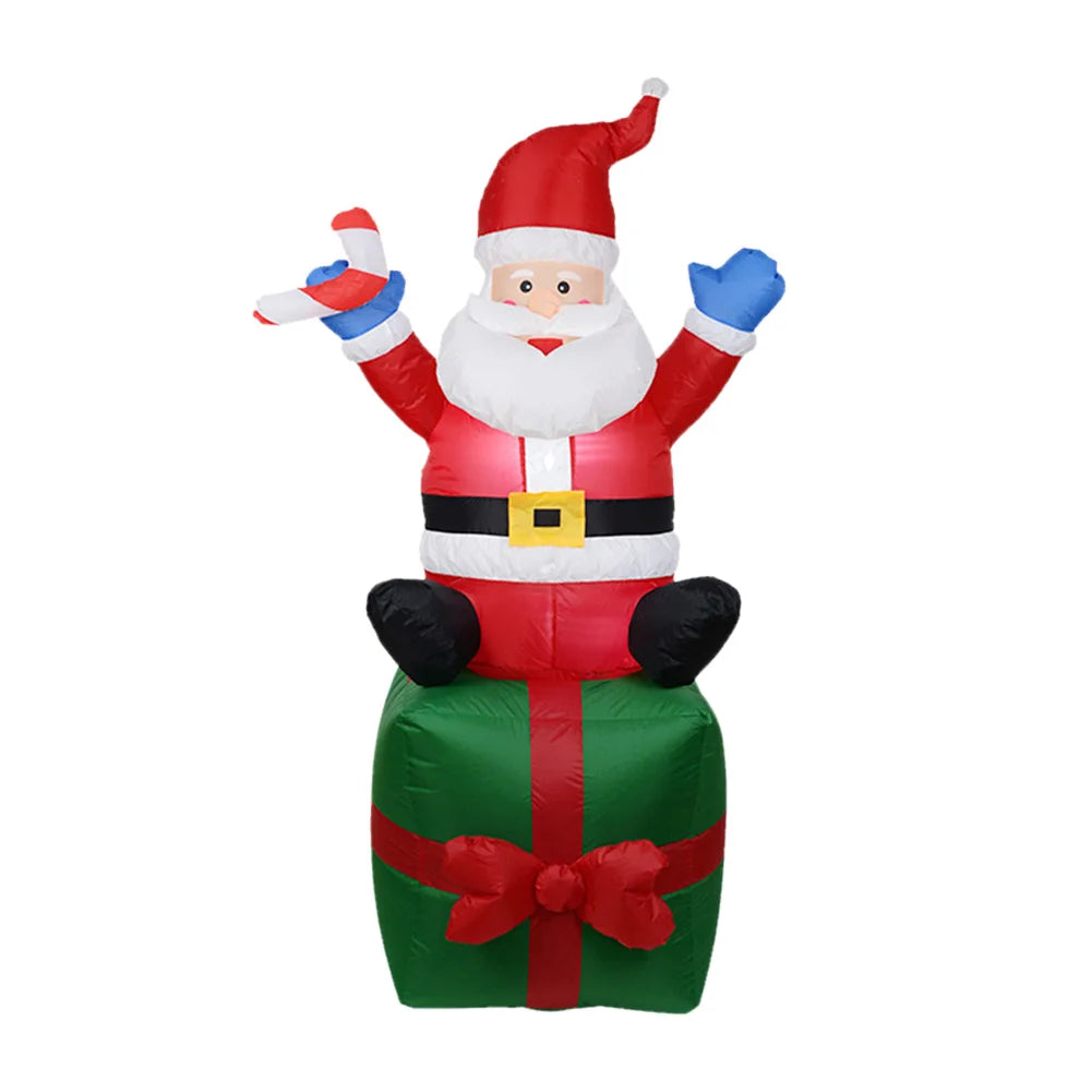 Inflatable Illuminated Snowman Ornament with LED Light Snowman Dolls Decor for Xmas Garden Party Decor