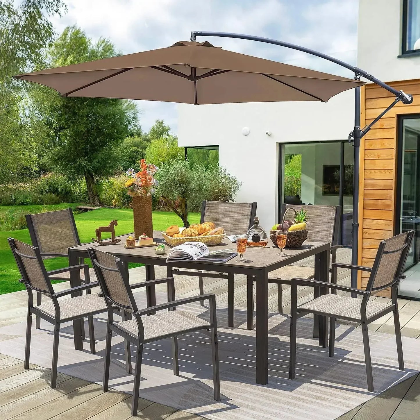 XMSJ Patio Dining Set 7 Pieces Large Table And Chairs