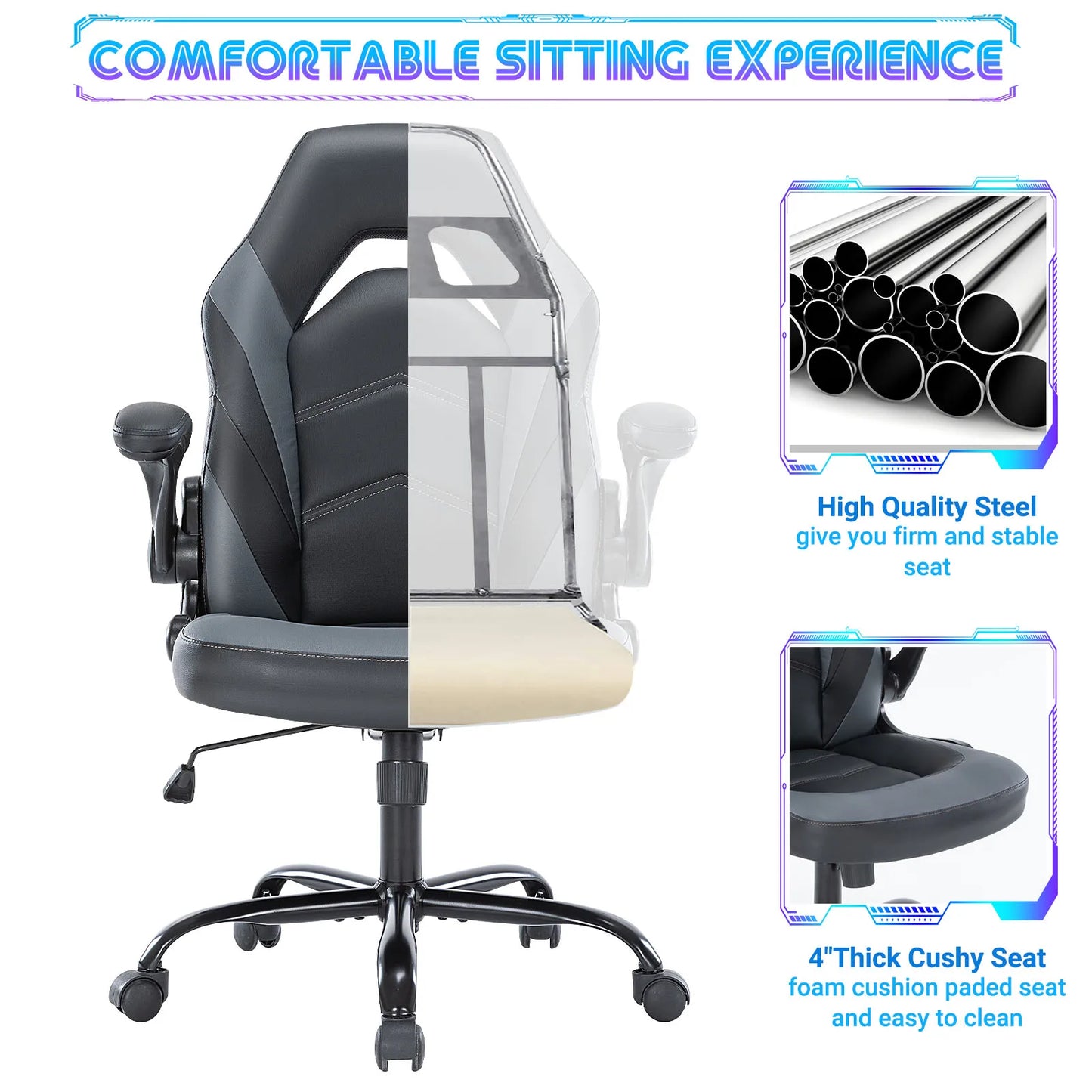 JHK Ergonomic Office Chair With Flip Up Armrests For Gaming